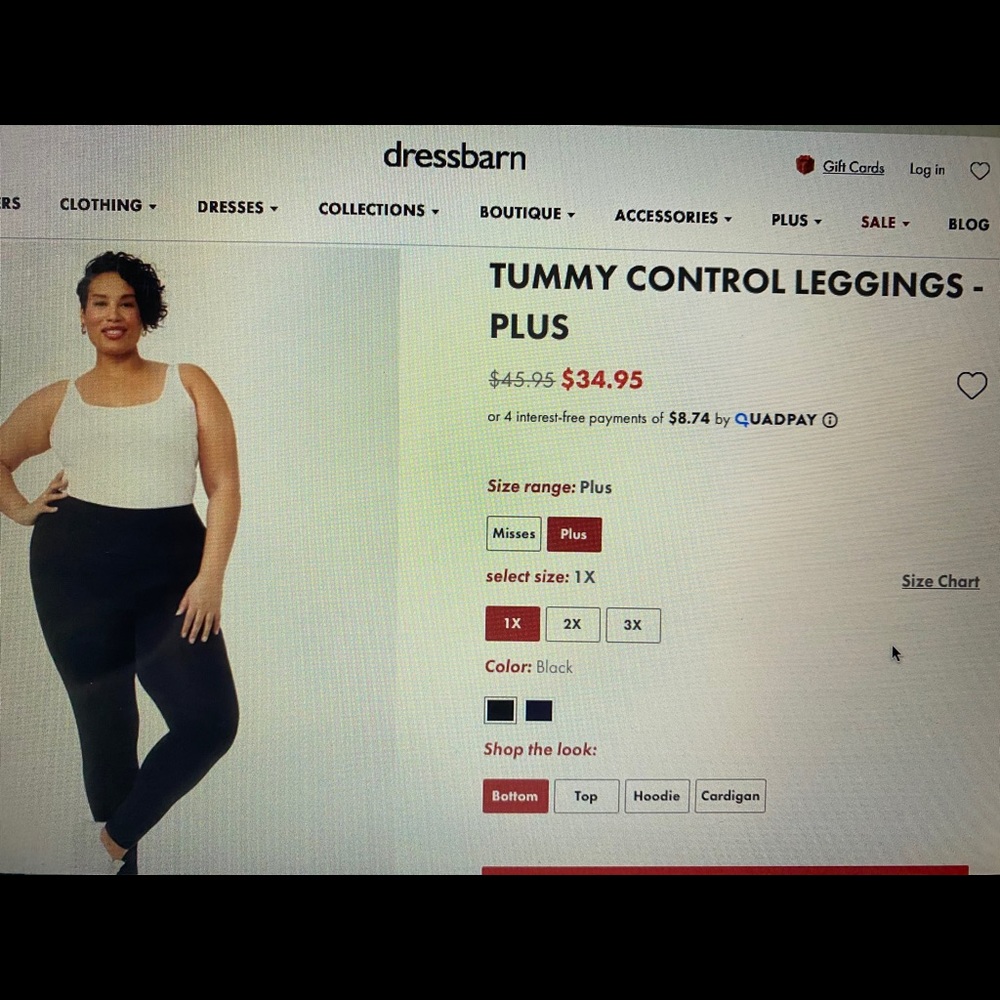 BNWT Dressbarn tummy control leggings Navy 1X plus